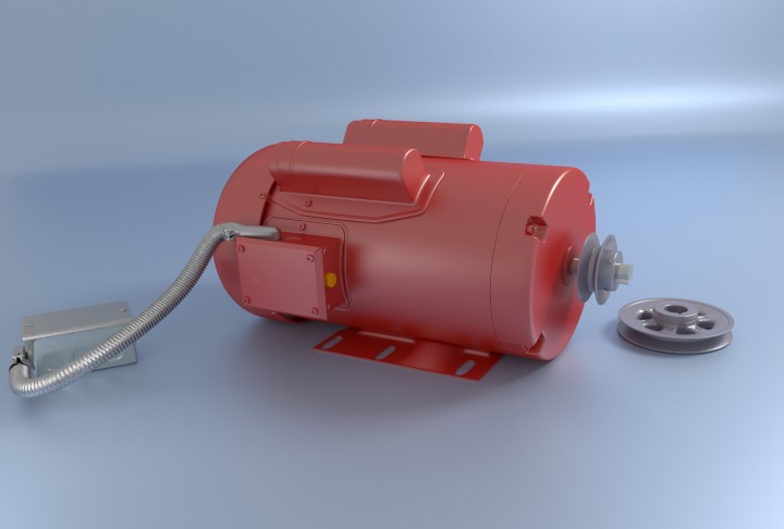 Electric Motor with Pulleys, Conduit and Junction Box preview image 1